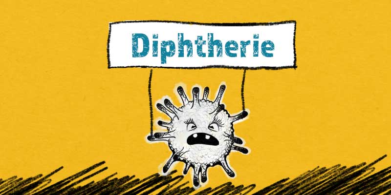 Virus hält Diphtherie-Banner in die Luft