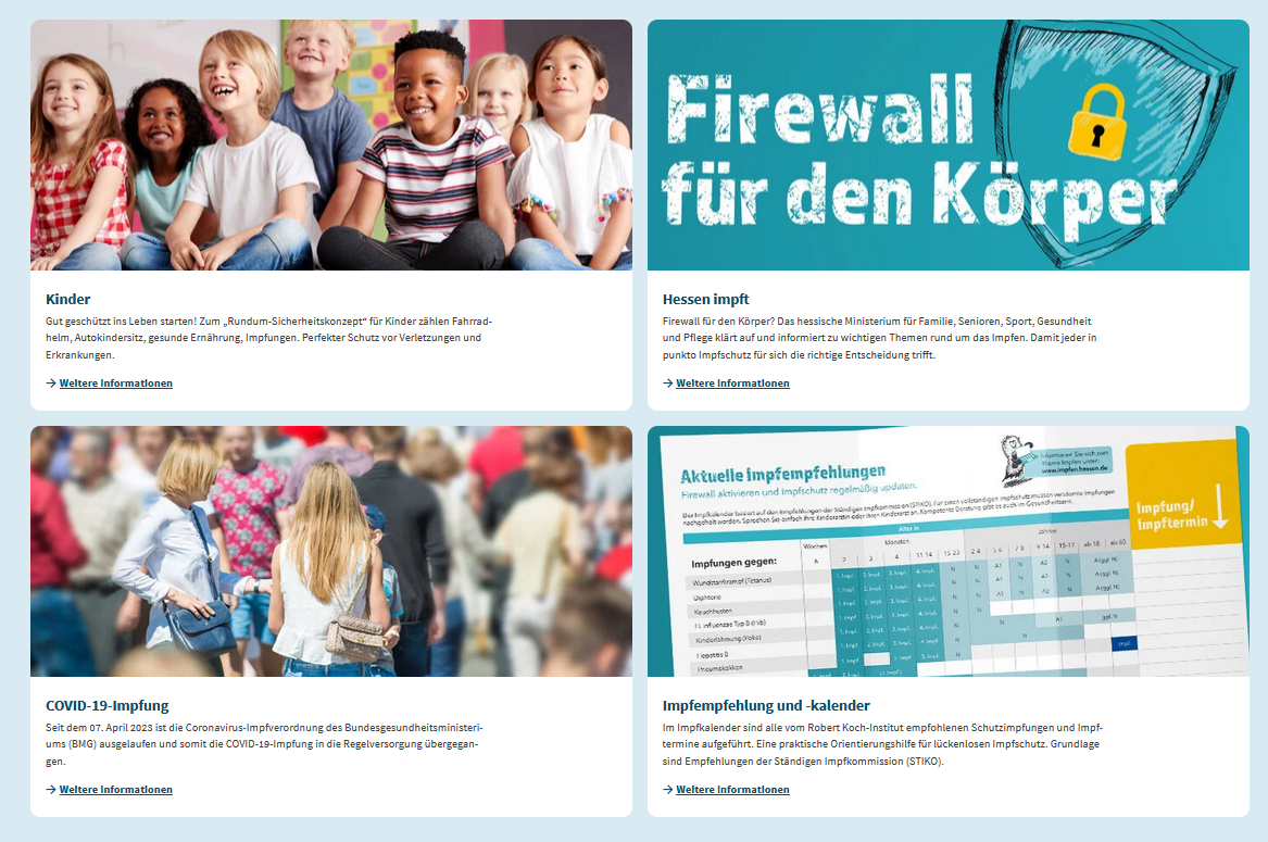 Vier Bilder zu weiterführenden Seiten